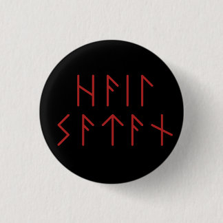 Dark Red Elder Futhark Hail Satan  1 Inch Round Button