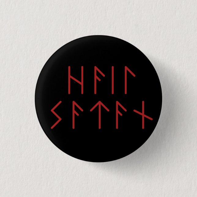 Dark Red Elder Futhark Hail Satan  1 Inch Round Button (Front)
