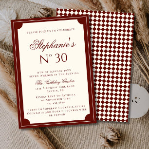 Dark Red Elegant Classy Vintage Old Money Birthday Invitation