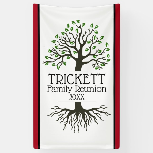 Dark Red Family Tree Family Reunion Banner (Vertical)