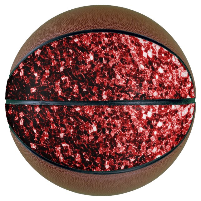 Dark red faux glitter sparkles bling basketball (Front)
