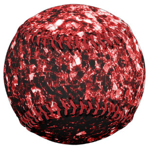 Dark red faux glitter sparkles bling softball