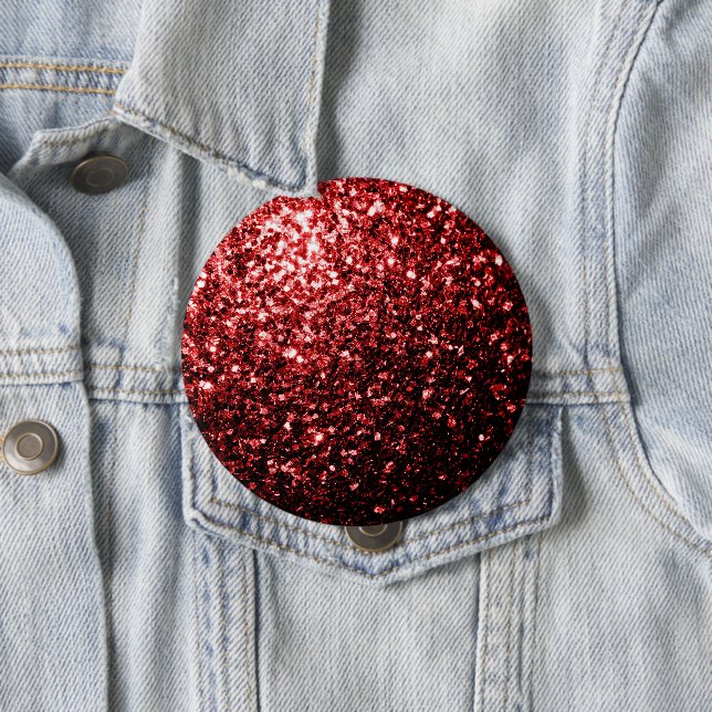 Dark Red faux Glitter sparkles Glamour 4 Inch Round Button (In Situ)