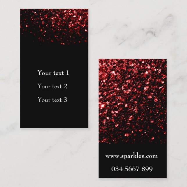 Dark Red faux Glitter sparkles Glamour black Business Card (Front/Back)