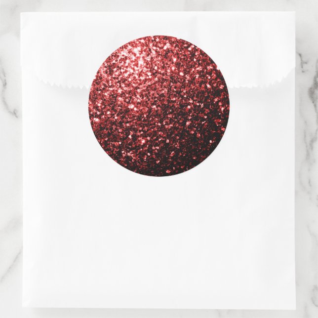 Dark Red faux Glitter sparkles Glamour Classic Round Sticker (Bag)