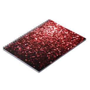 Dark Red faux Glitter sparkles Glamour Notebook
