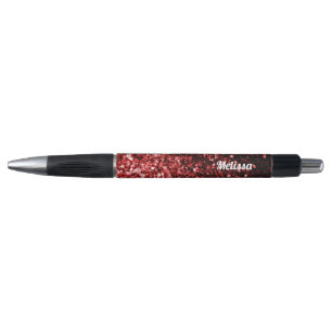 Dark Red faux Glitter sparkles Glamour Personalize Pen