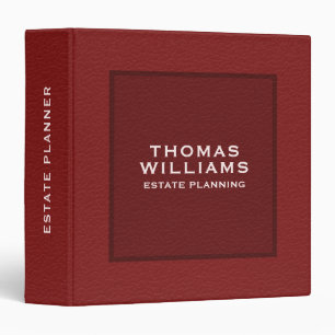 Dark Red Faux Leather Look Gray Typography Binder