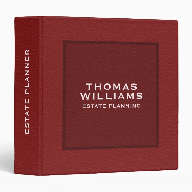 Dark Red Faux Leather Look Gray Typography Binder (Front/Spine)