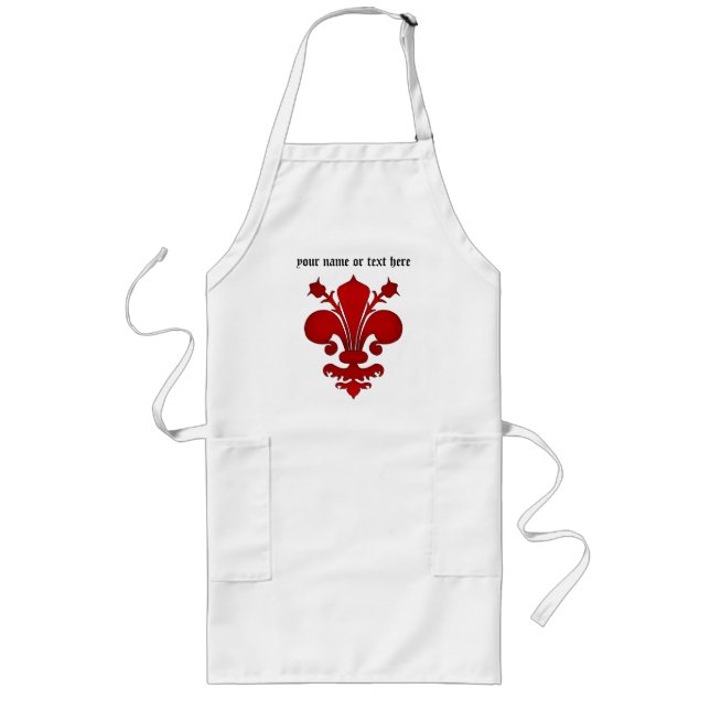 Dark red fleur de lis symbol long apron (Front)
