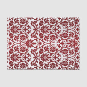 Dark Red Floral Damask Tissue Paper