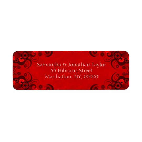 Dark Red Floral Gothic Return Address Labels