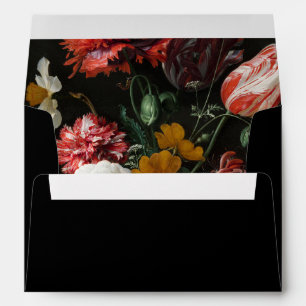 Dark Red Floral Wedding Black Envelope Liner