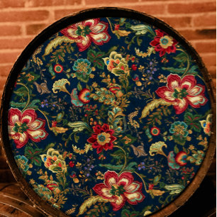 Dark Red Flowers Chinoiserie Decoupage Tissue Paper