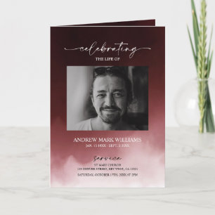 Dark Red Funeral Order of Service Folded Program