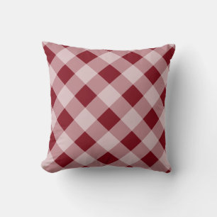 Dark Red Gingham Pillow