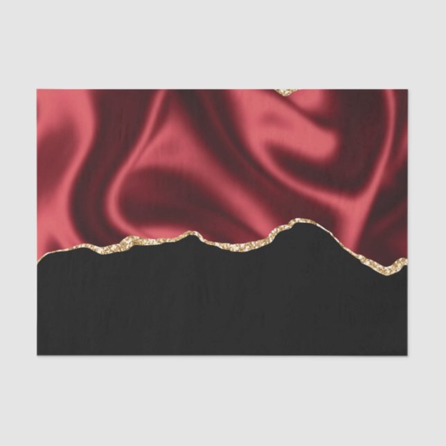 Dark Red Glam Wavy Satin Abstract Design Tissue Paper (Front)