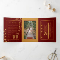 Dark Red & Gold Champagne Bubbles, Wedding Suite