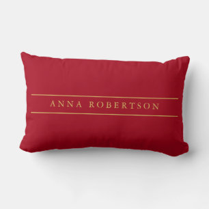 Dark Red Gold Colours Professional Chic Minimalist Lumbar Pillow