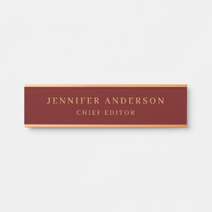 Dark Red & Gold Colours Professional Modern Plain Door Sign