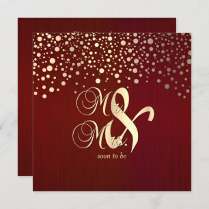Dark Red & Gold Confetti Dots - Rehearsal Dinner Invitation