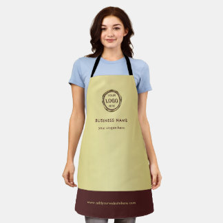 Dark-red gold design,Logo or Photo in gold circle, Apron