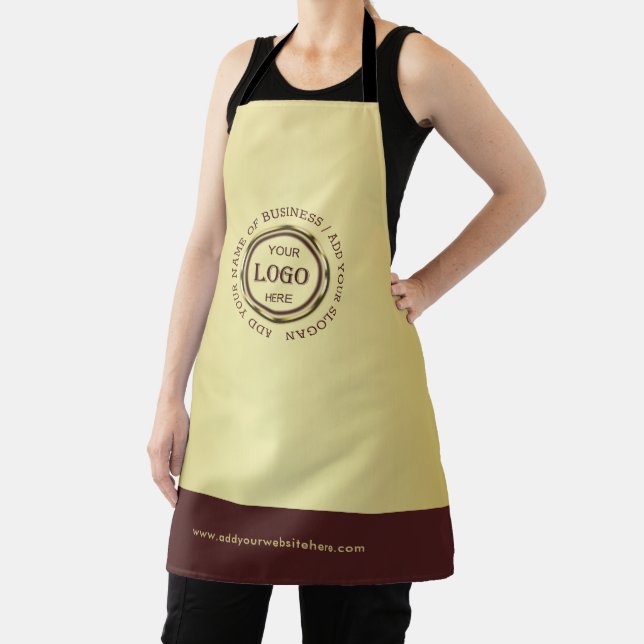 Dark-red gold design,Logo or Photo in gold circle, Apron (Insitu)