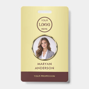 Dark-red gold design,Logo or Photo in gold circle, Badge