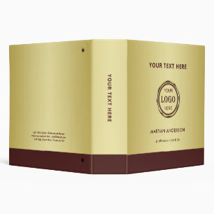 Dark-red gold design,Logo or Photo in gold circle, Binder