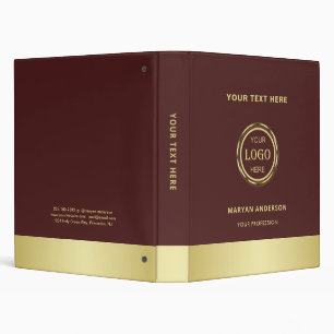 Dark-red gold design,Logo or Photo in gold circle, Binder