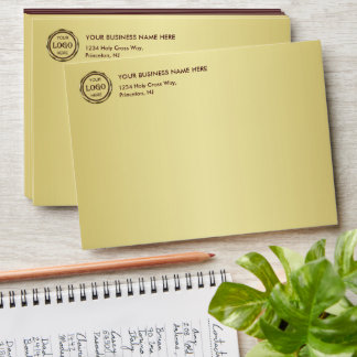 Dark-red gold design,Logo or Photo in gold circle, Envelope