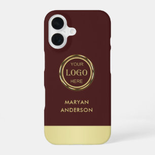Dark-red gold design,Logo or Photo in gold circle, iPhone 16 Case