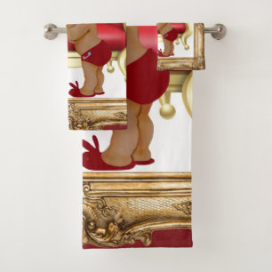 Dark Red Gold Royal Prince Teddy Bear Custom Bath Towel Set