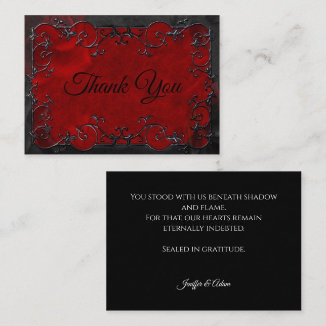 Dark Red Gothic Halloween wedding Card (Front/Back)