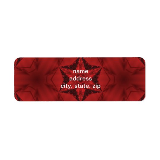 Dark red gothic kaleidoscope 6 point star return address label