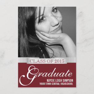 Dark Red Grad Party Invite with XL Photo