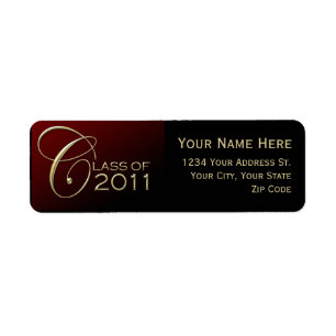 Dark Red Graduation Return Address Labels