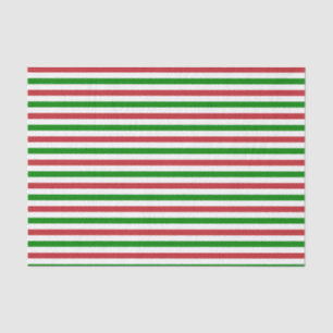 Dark Red, Green and White Stripes Tissue Paper