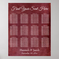 Dark Red Grunge Reception Seating Chart
