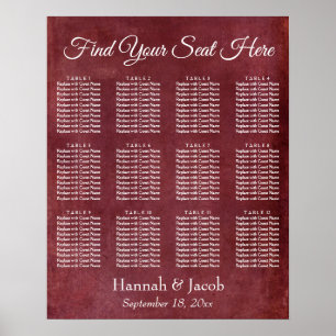 Dark Red Grunge Reception Seating Chart