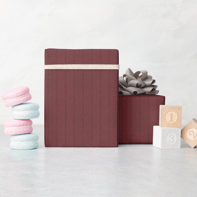 Dark Red Herringbone Pattern Wrapping Paper Roll (Baby Shower)