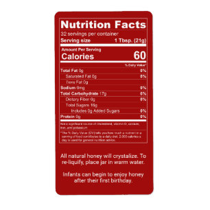 Dark Red Honey Nutrition Facts + Infant Warning