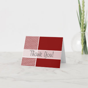 Dark Red Houndstooth; Personalized Thank You Card