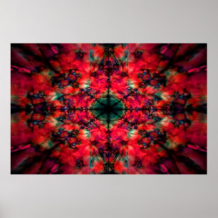 Dark red kaleidoscope pattern poster