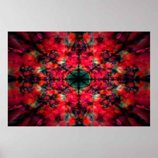 Dark red kaleidoscope pattern poster (Front)