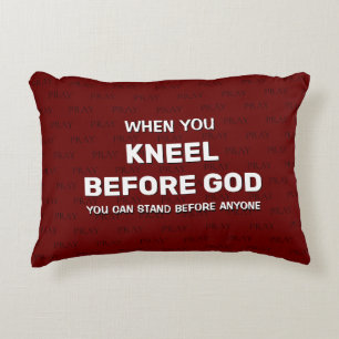 Dark Red KNEEL BEFORE GOD Prayer Accent Pillow