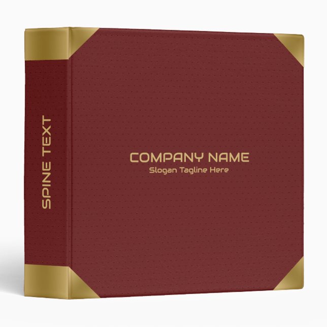 Dark red leather image print with gold accents binder (Front/Spine)