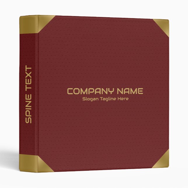 Dark Red leather image print with gold accents Binder (Front/Spine)