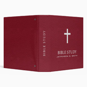 Dark Red Leather Look Holy cross BIBLE STUDY Binder