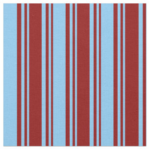 Dark Red & Light Sky Blue Coloured Lines Pattern Fabric
